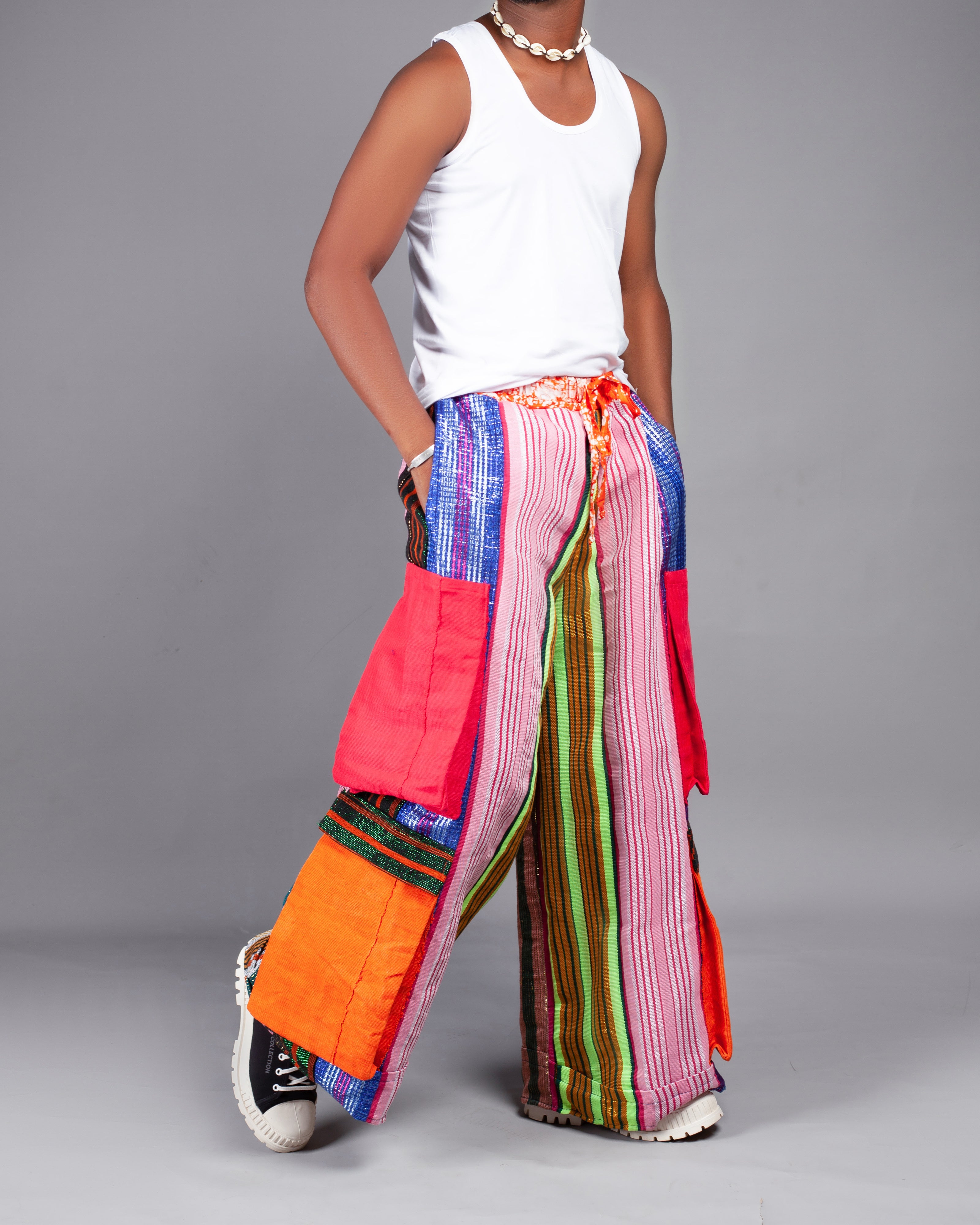 🎭Pantalon Patchwork Unisexe – Modèle Fusion Totem – EGOUNGOUN